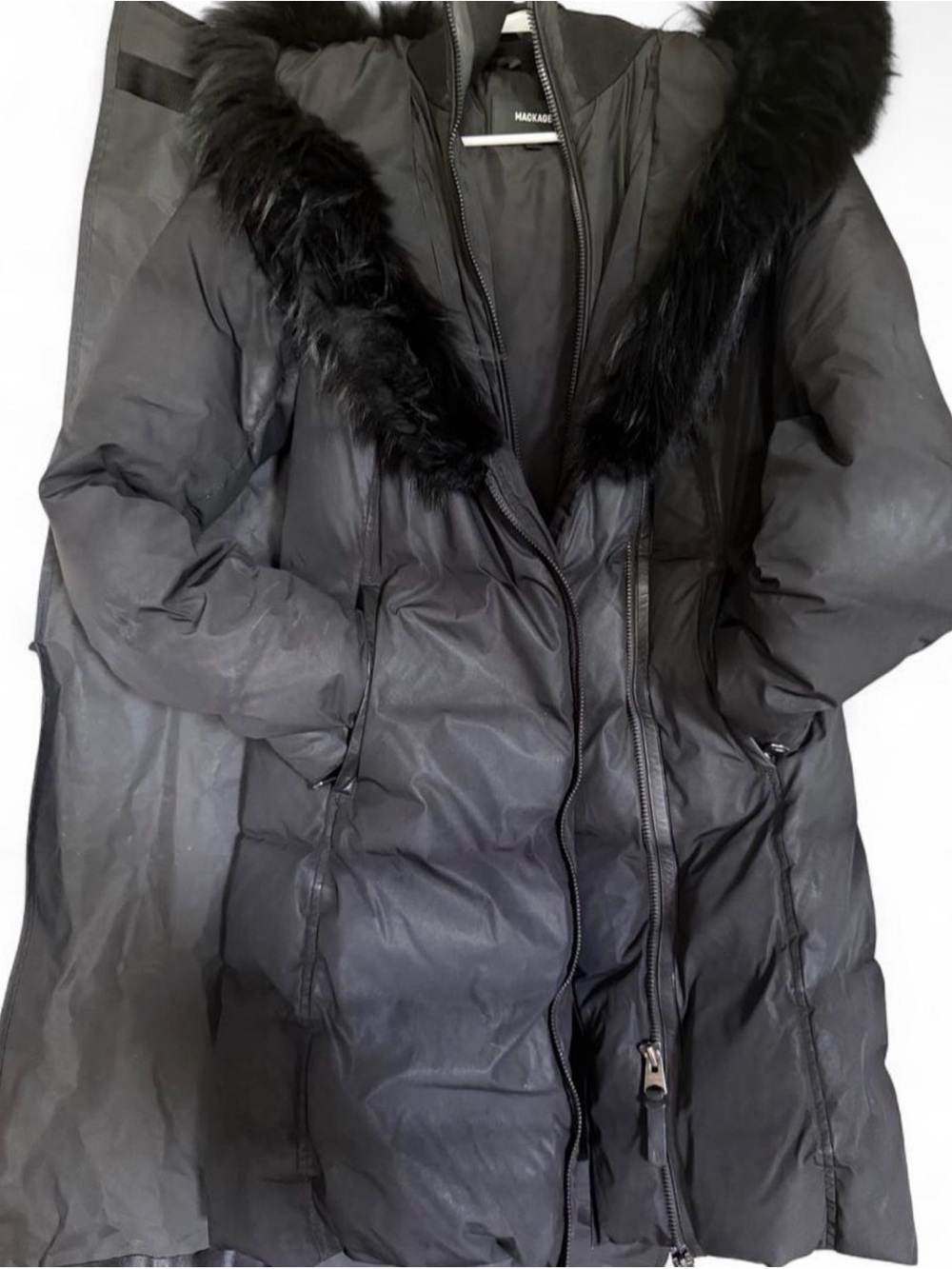 Mackage Black Fur-Trim Down Puffer Coat